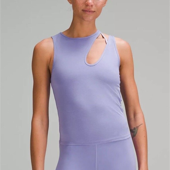NEW Lululemon Shoulder Cut-Out Yoga Tank Top‎ Dark Lavender Size 4 Silk Blend - Picture 5 of 6